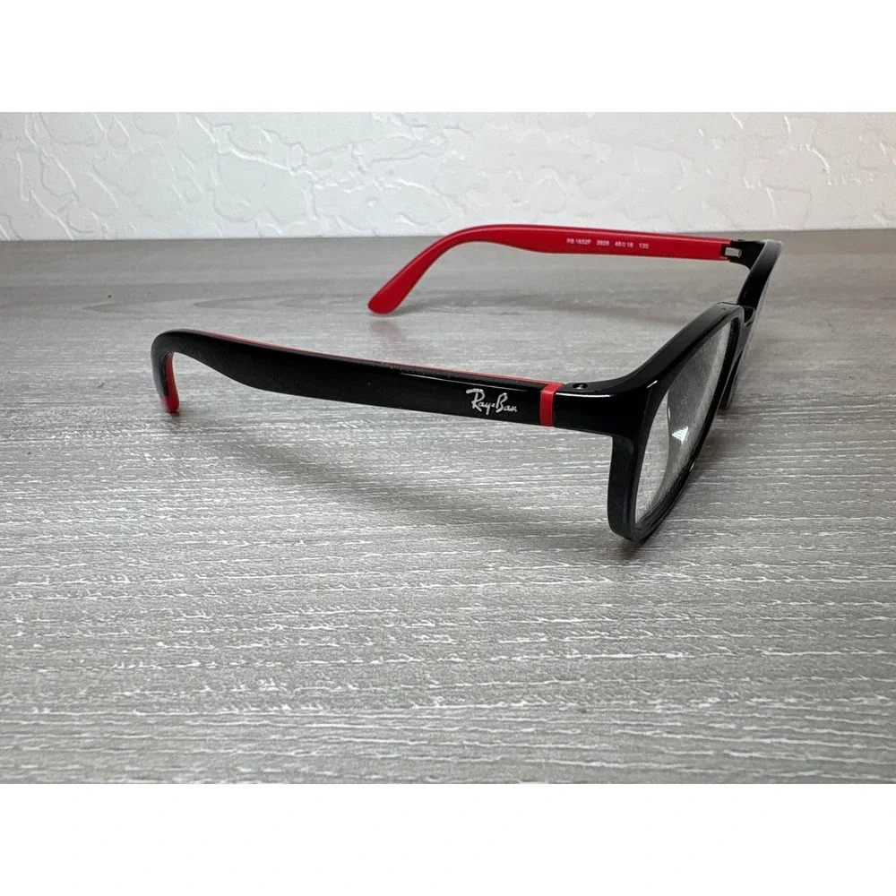 Ray-Ban Junior RY1632F 3928‎ Black Rubber Red Rectangle Eyeglasses Frames 48mm